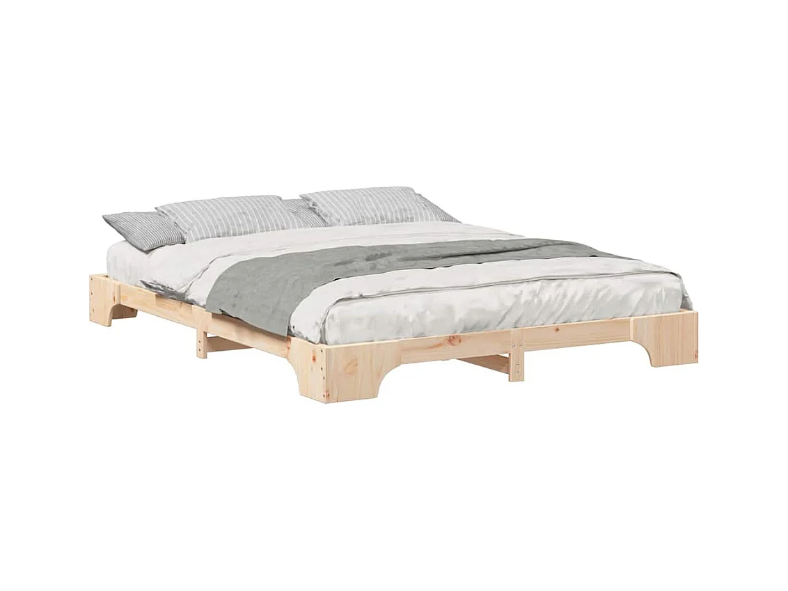 Struttura per letto rialzato marrone 160 x 220 cm in legno di pino massiccio