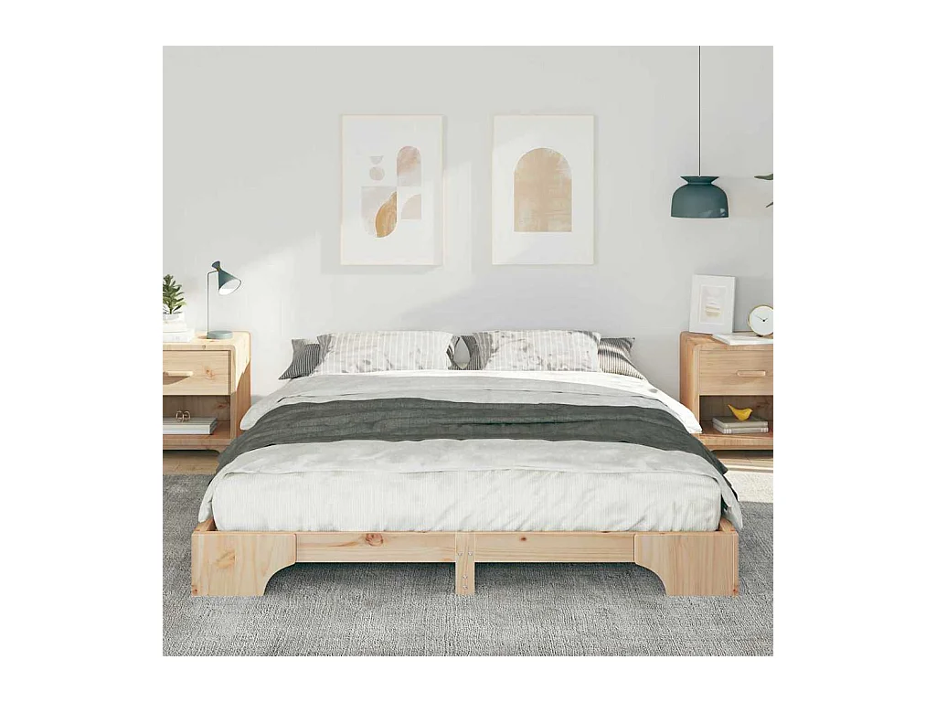 Struttura per letto rialzato marrone 160 x 220 cm in legno di pino massiccio