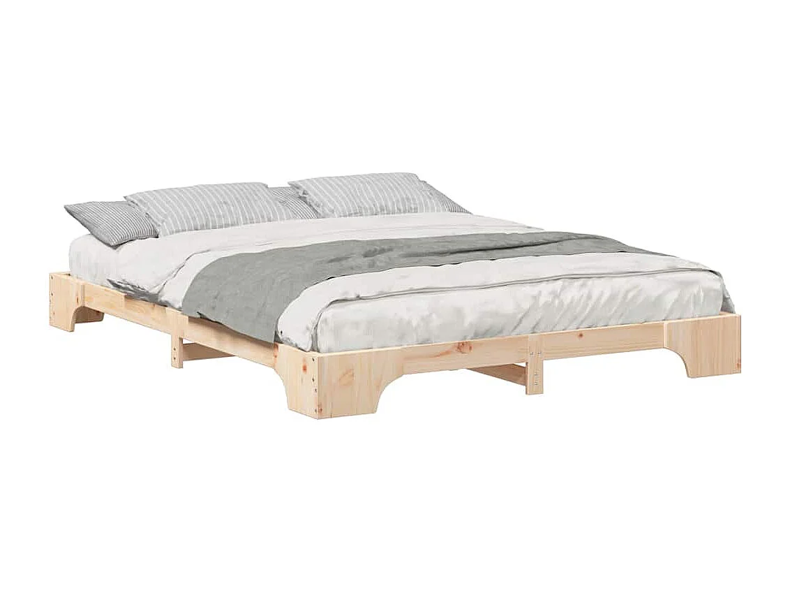 Cadre de lit surélevé Marron 160 x 220 cm Bois massif en pin