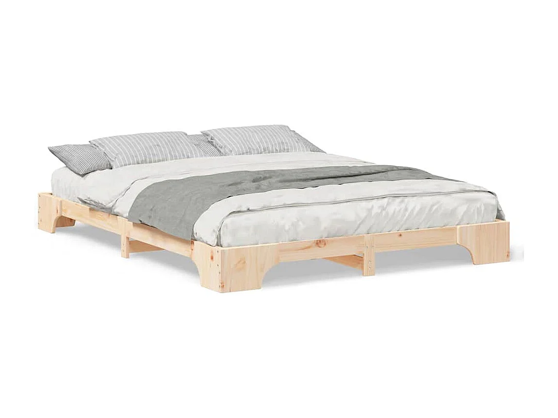 Cadre de lit surélevé Marron 160 x 220 cm Bois massif en pin