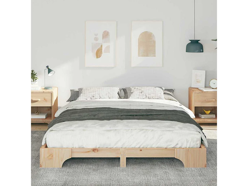 Cadre de lit surélevé Marron 160 x 220 cm Bois massif en pin