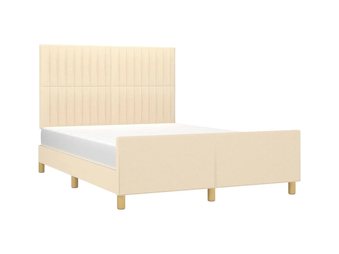 Cadre de lit sans matelas crème 140x190 cm tissu