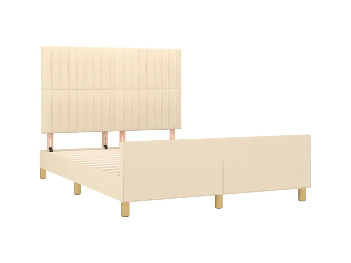 Cadre de lit sans matelas crème 140x190 cm tissu