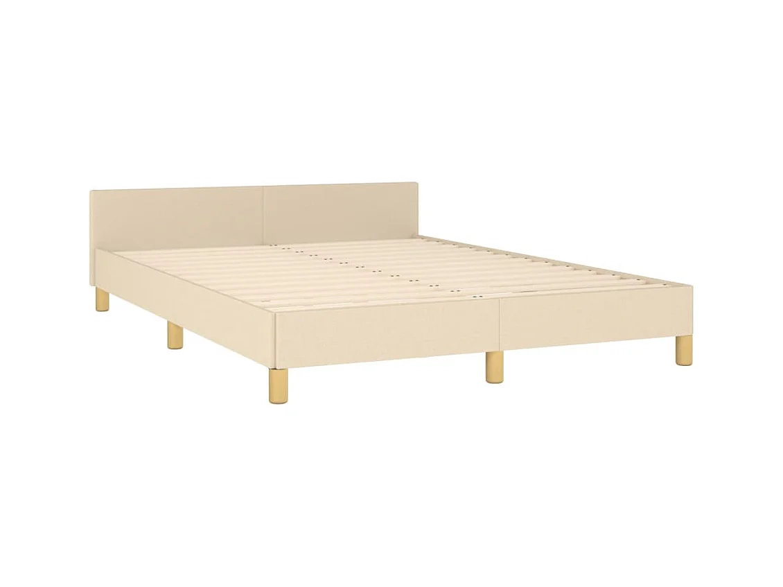 Cadre de lit sans matelas crème 140x190 cm tissu