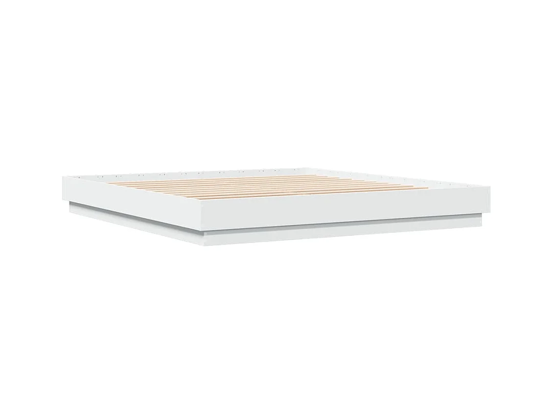 Cadre de lit avec LED sans matelas blanc 180x200 cm