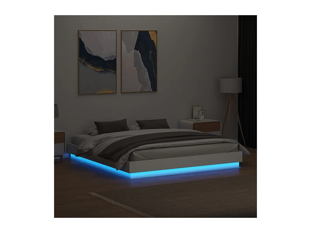 Cadre de lit avec LED sans matelas blanc 180x200 cm