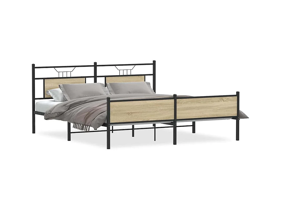 Metalen bedframe zonder matras Sonoma eiken 160x200 cm