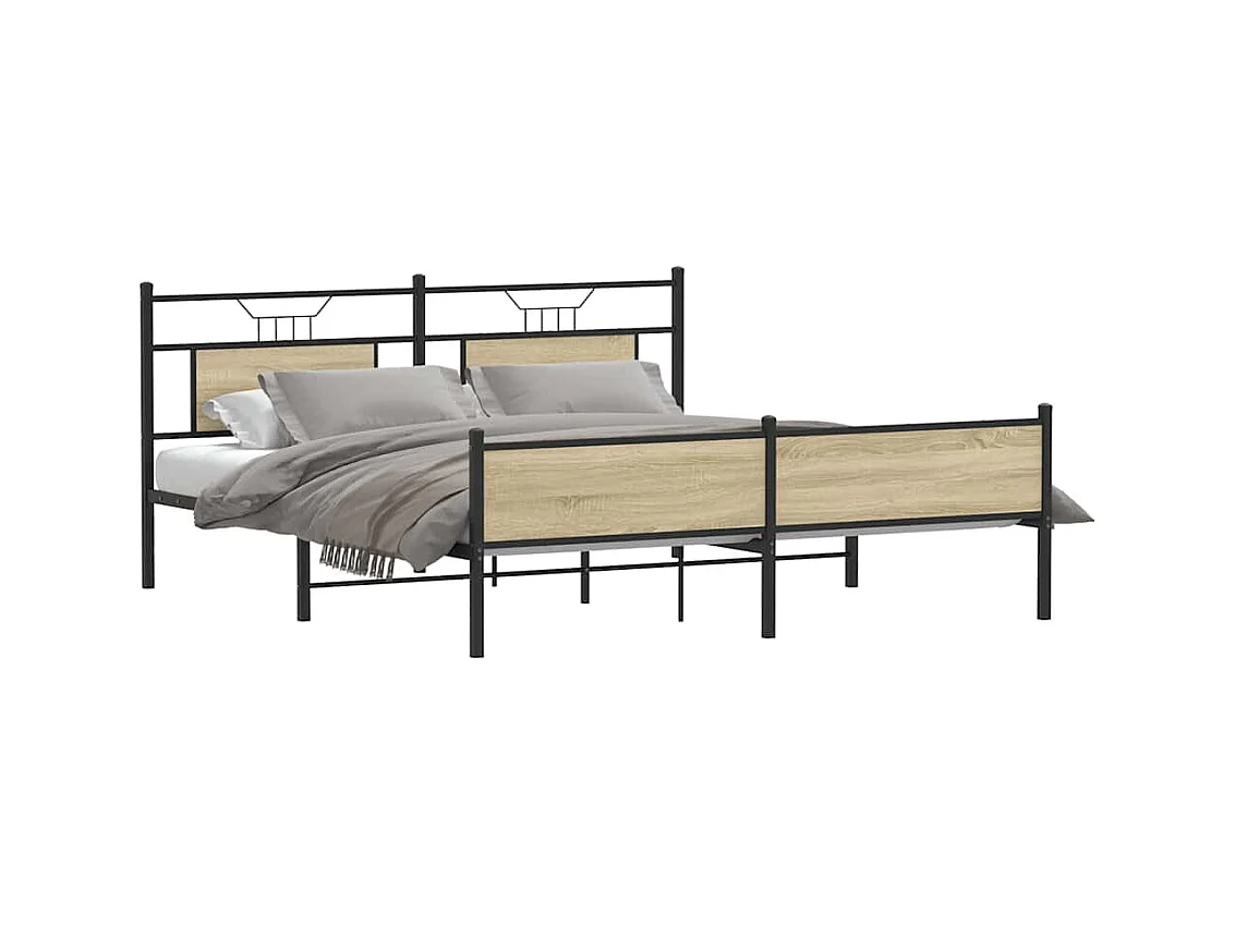 Metalen bedframe zonder matras Sonoma eiken 160x200 cm