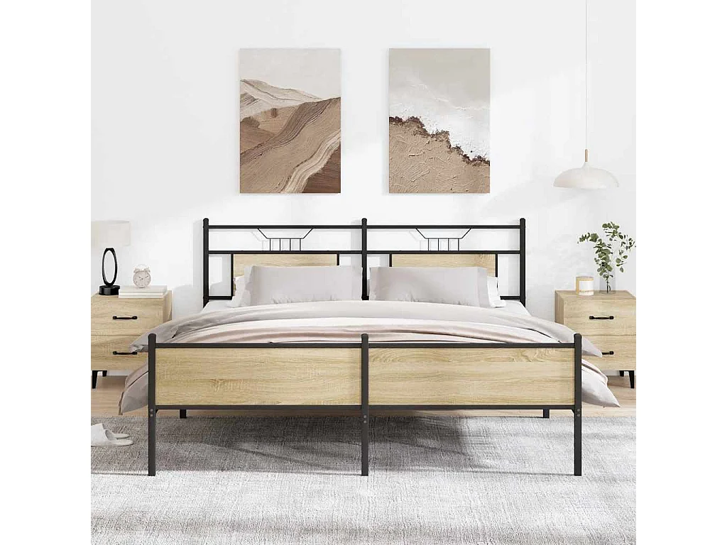 Metalen bedframe zonder matras Sonoma eiken 160x200 cm