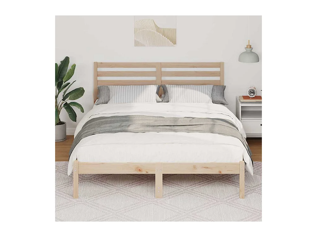 Cadre de lit Marron 135 x 190 cm Bois massif en pin