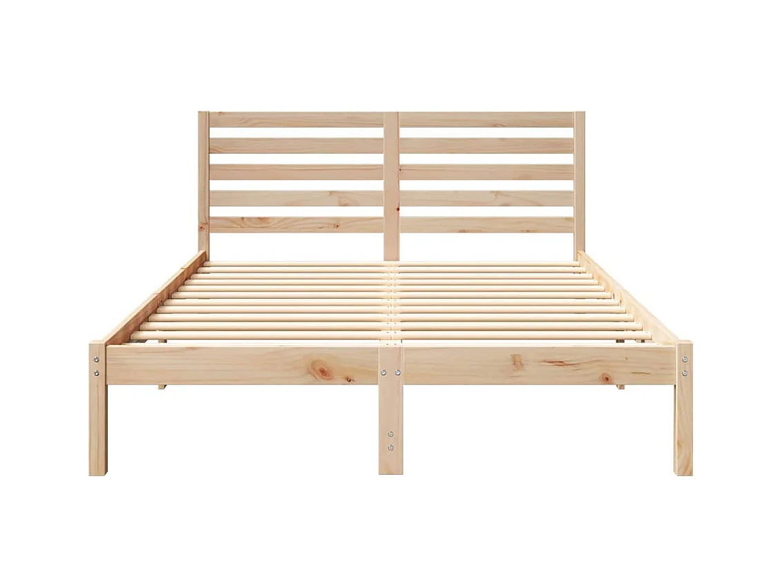 Bruin bedframe 135 x 190 cm massief grenenhout