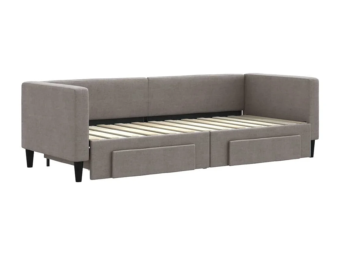 Divano letto con rotelle e cassetti senza materasso tortora 80x200cm