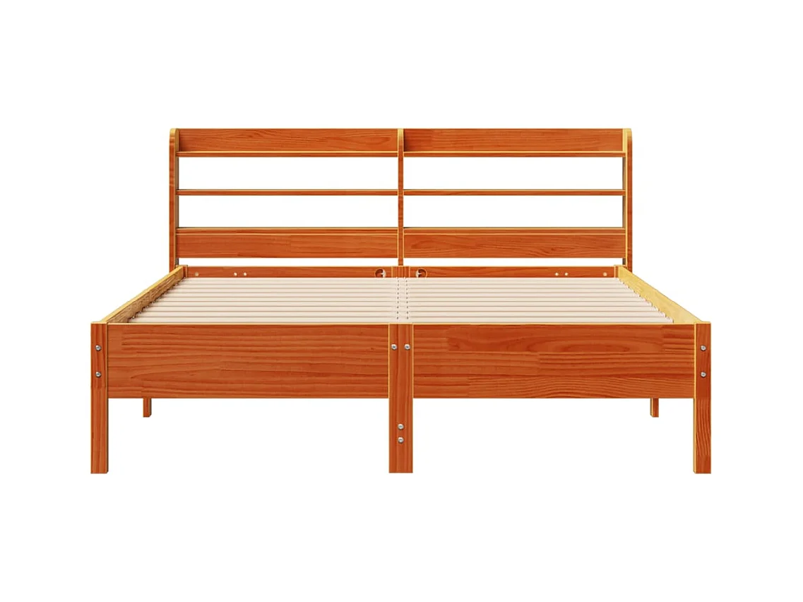 Estructura de cama sin colchón marrón cera 140x190cm madera maciza de pino