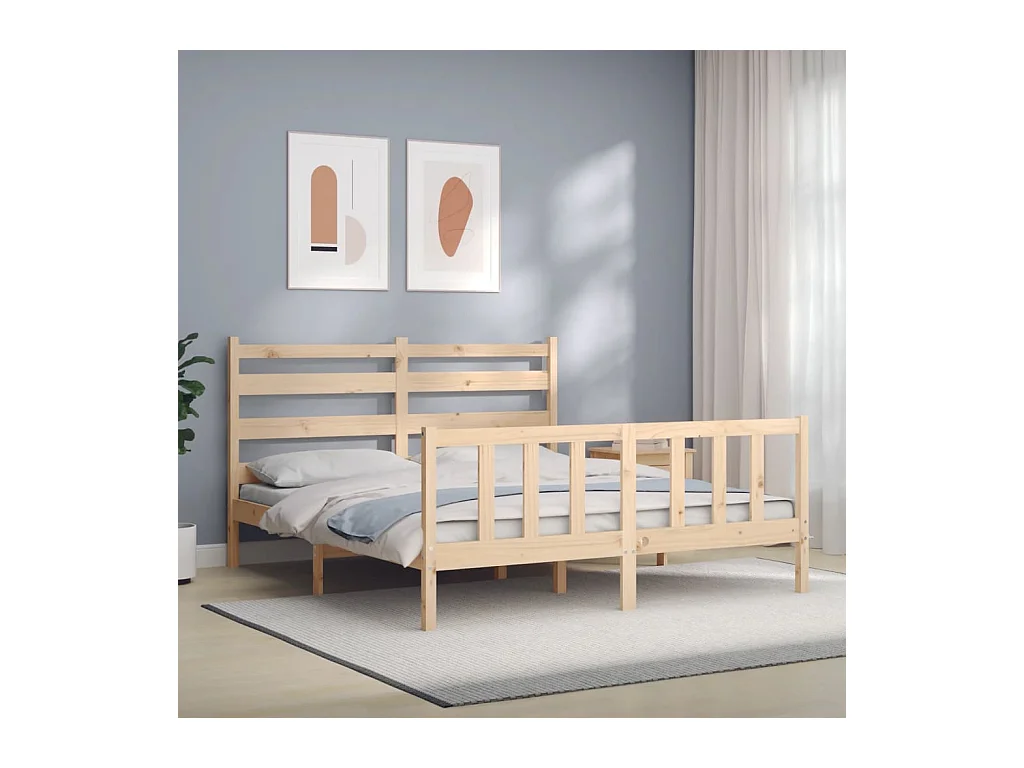 Struttura letto senza materasso 160x200 cm in legno massello di pino
