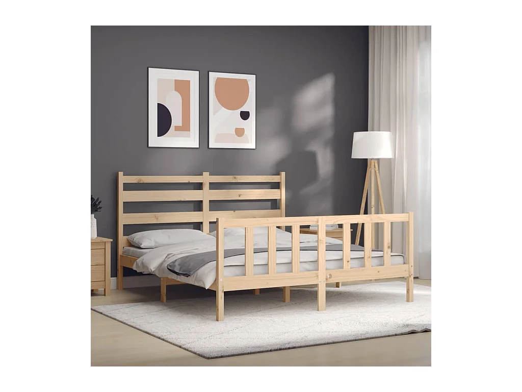 Struttura letto senza materasso 160x200 cm in legno massello di pino