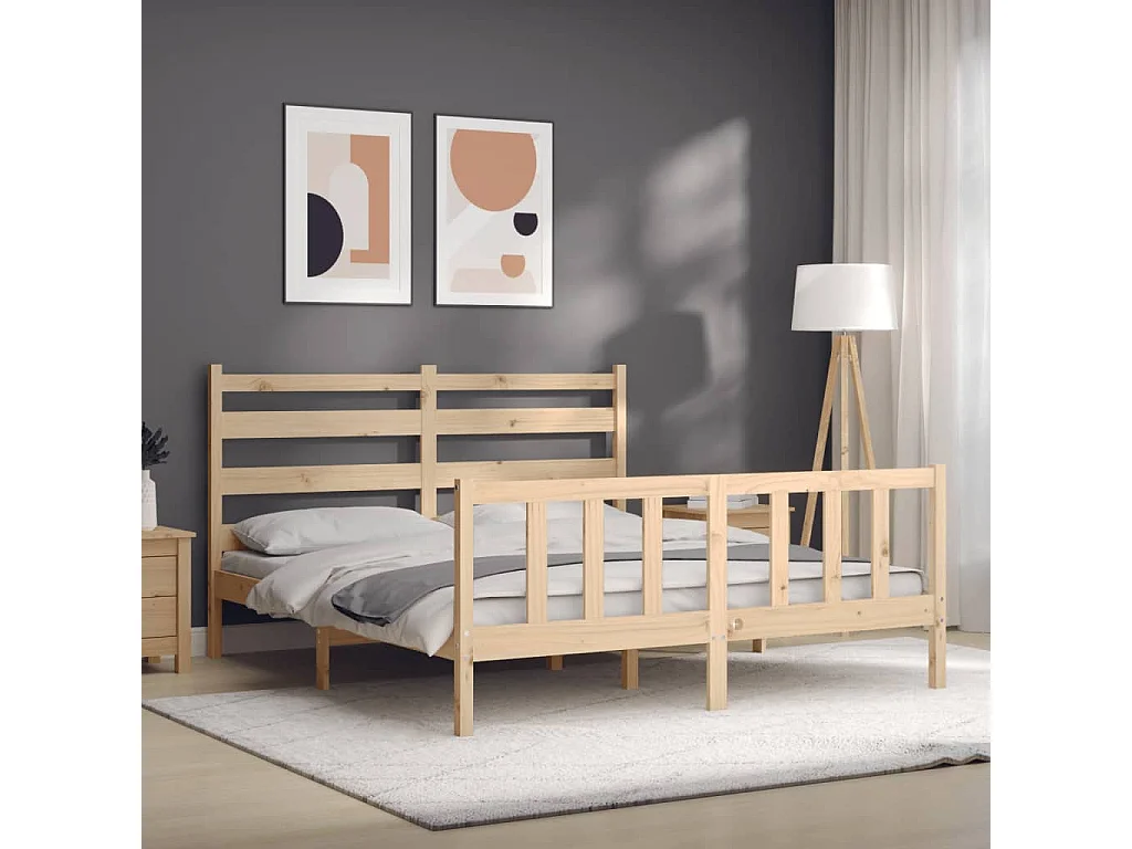 Cadre de lit sans matelas 160x200 cm bois massif de pin