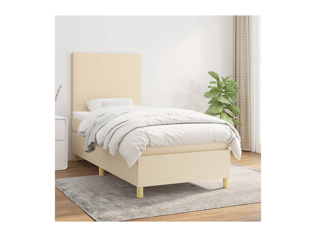 Somier de láminas con colchón Crema 80x200 cm Tejido