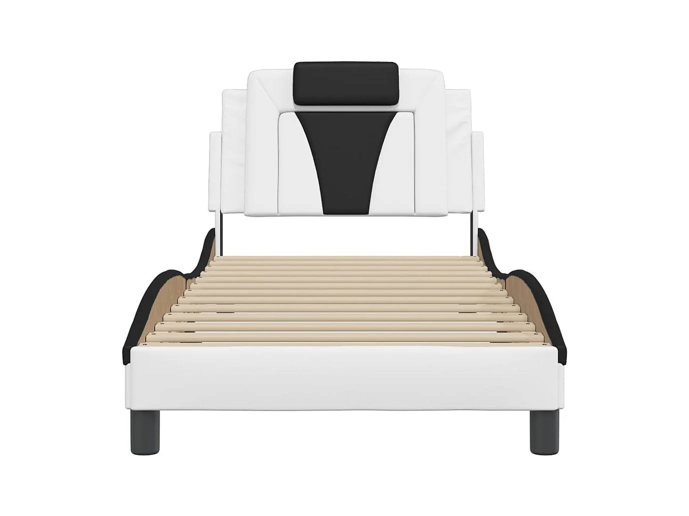 Cadre de lit sans matelas blanc et noir 90x200 cm similicuir