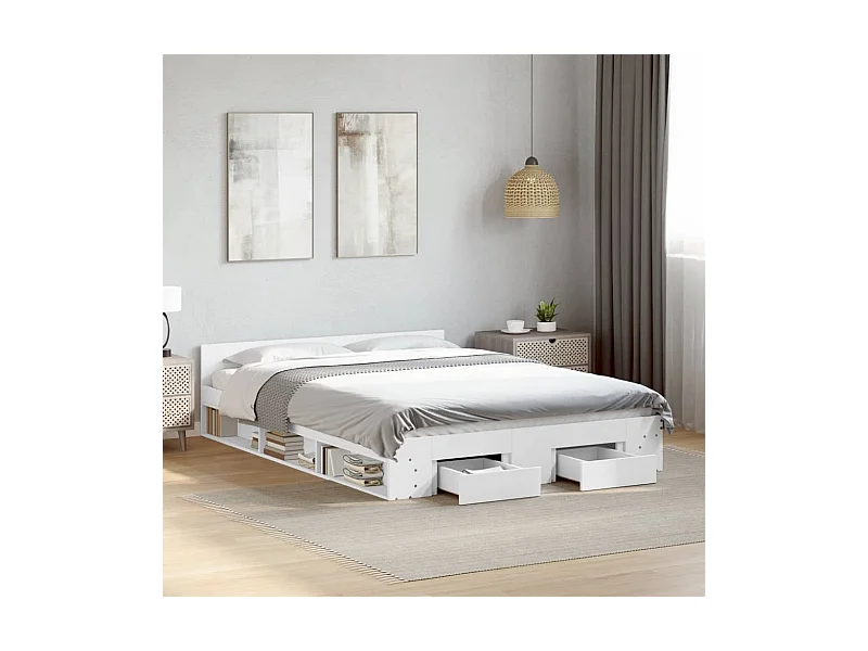 Struttura letto con cassetti senza materasso bianco 160x200 cm