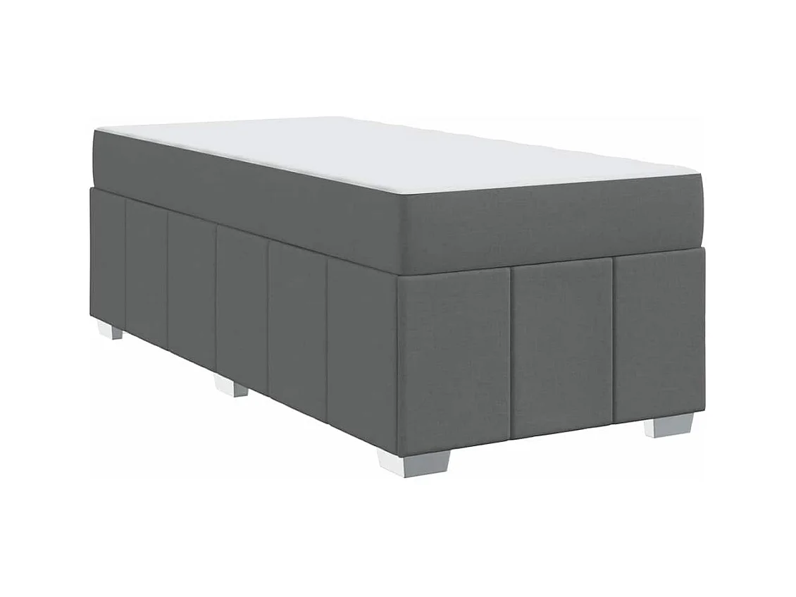 Cadre de lit avec matelas Gris foncé 100 x 200 cm tissu