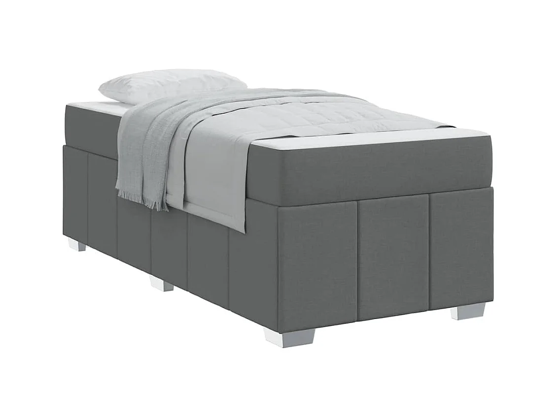 Cadre de lit avec matelas Gris foncé 100 x 200 cm tissu