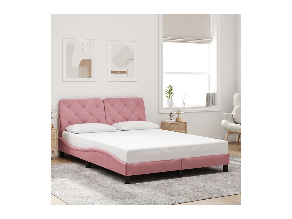 Estructura de cama sin colchón terciopelo rosa 120x200 cm