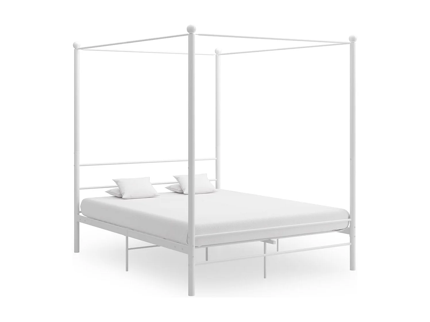 Estructura de cama con dosel blanca sin colchón 160x200 cm metal