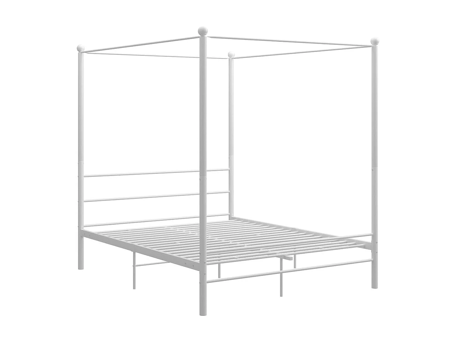 Estructura de cama con dosel blanca sin colchón 160x200 cm metal