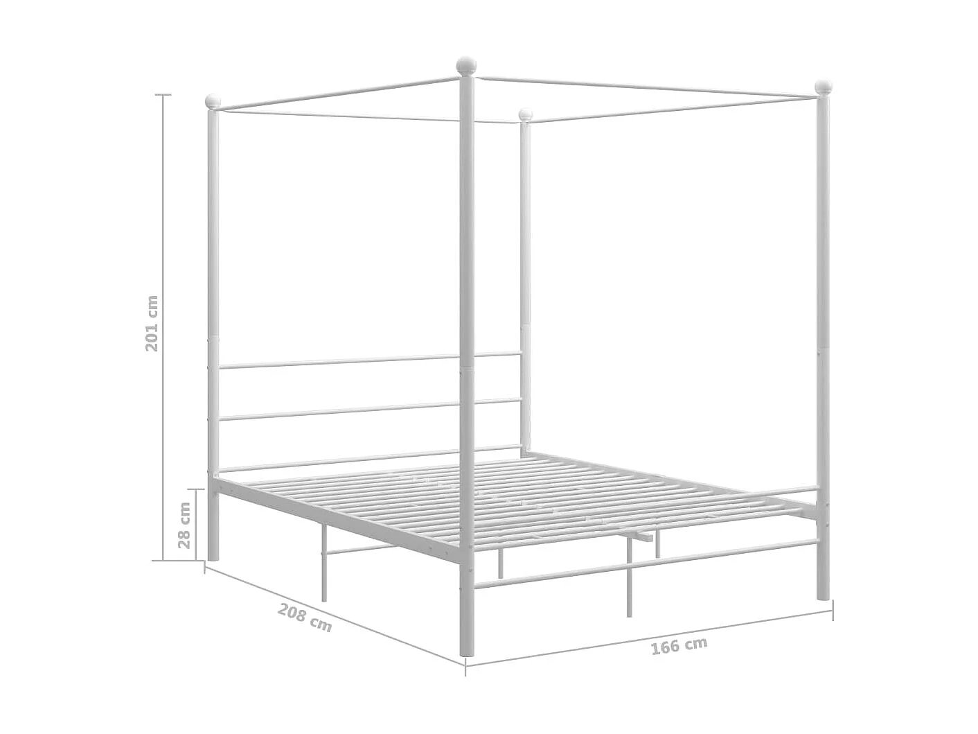 Estructura de cama con dosel blanca sin colchón 160x200 cm metal