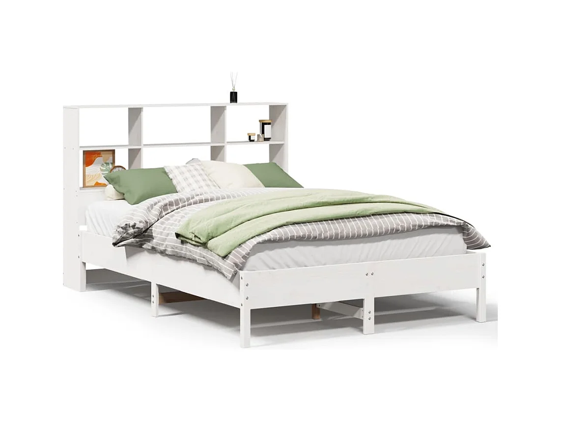 Weißes Regalbett ohne Matratze 120x200 cm Massivholz Kiefer