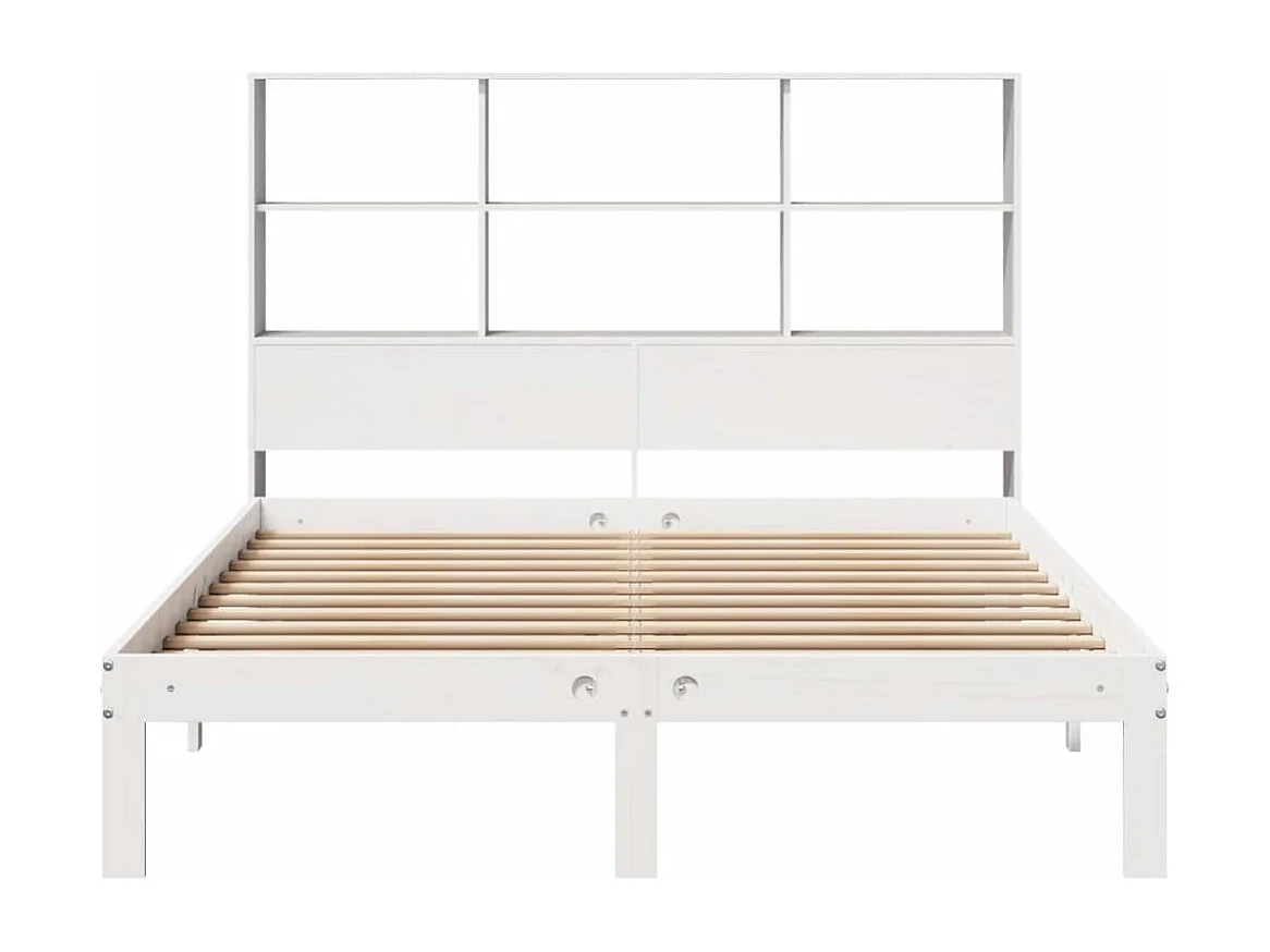 Letto libreria bianco senza materasso 120x200 cm in legno massello di pino