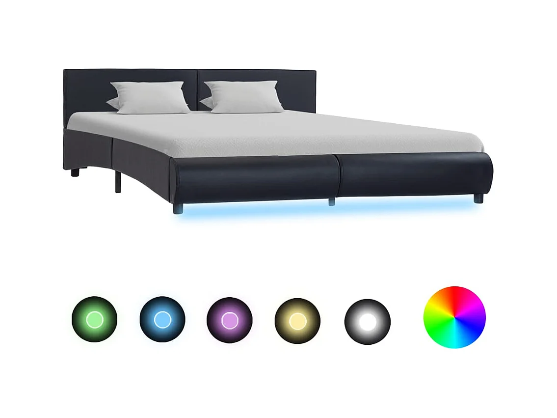 Struttura letto con LED senza materasso nero 180x200 cm