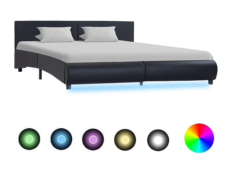 Bedframe met LED zonder matras zwart 180x200 cm