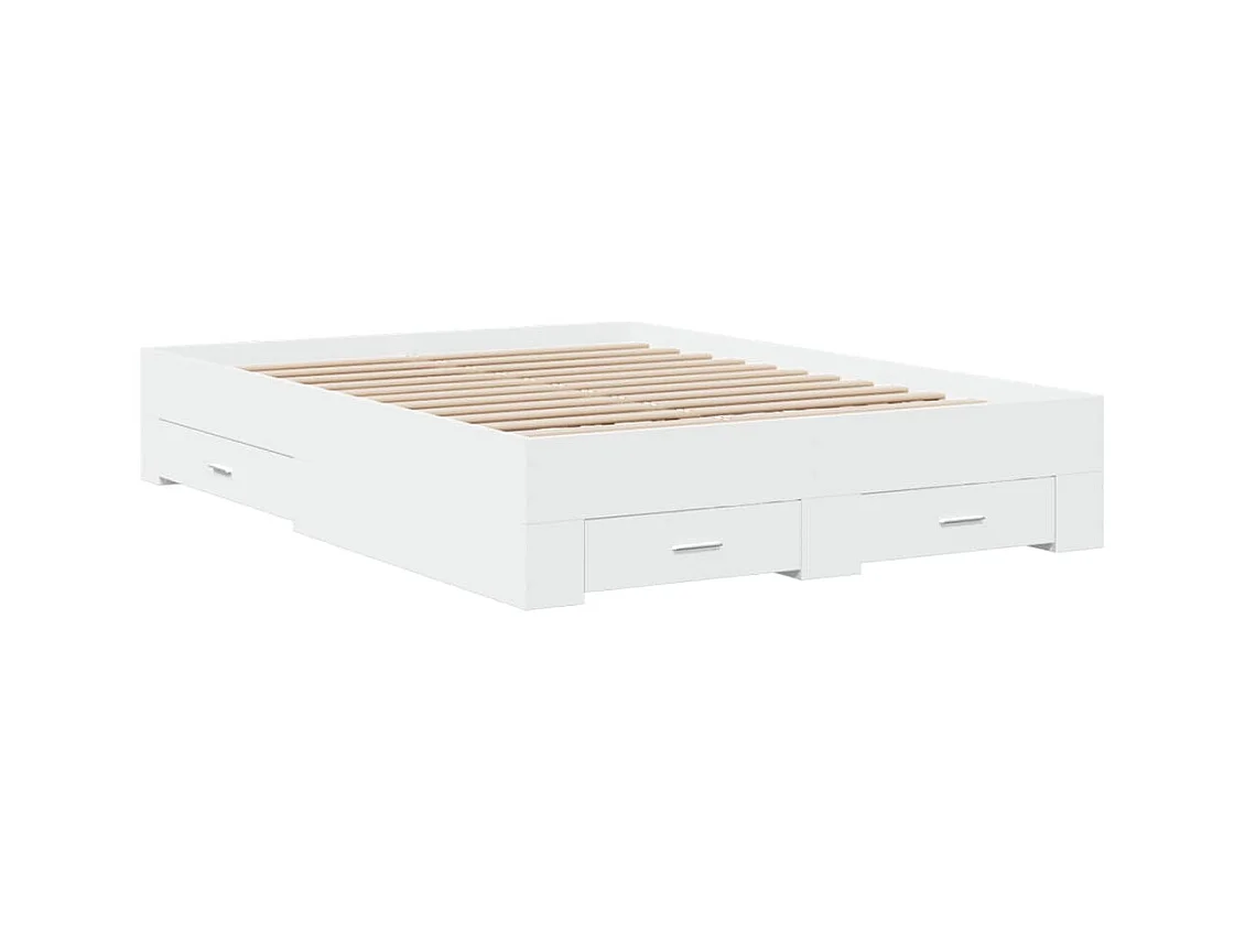 Bedframe met lades zonder matras wit 140x190 cm