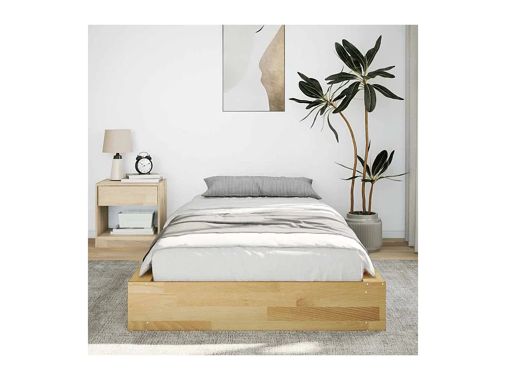 Cadre de lit sans matelas 100x200 cm bois massif de chêne