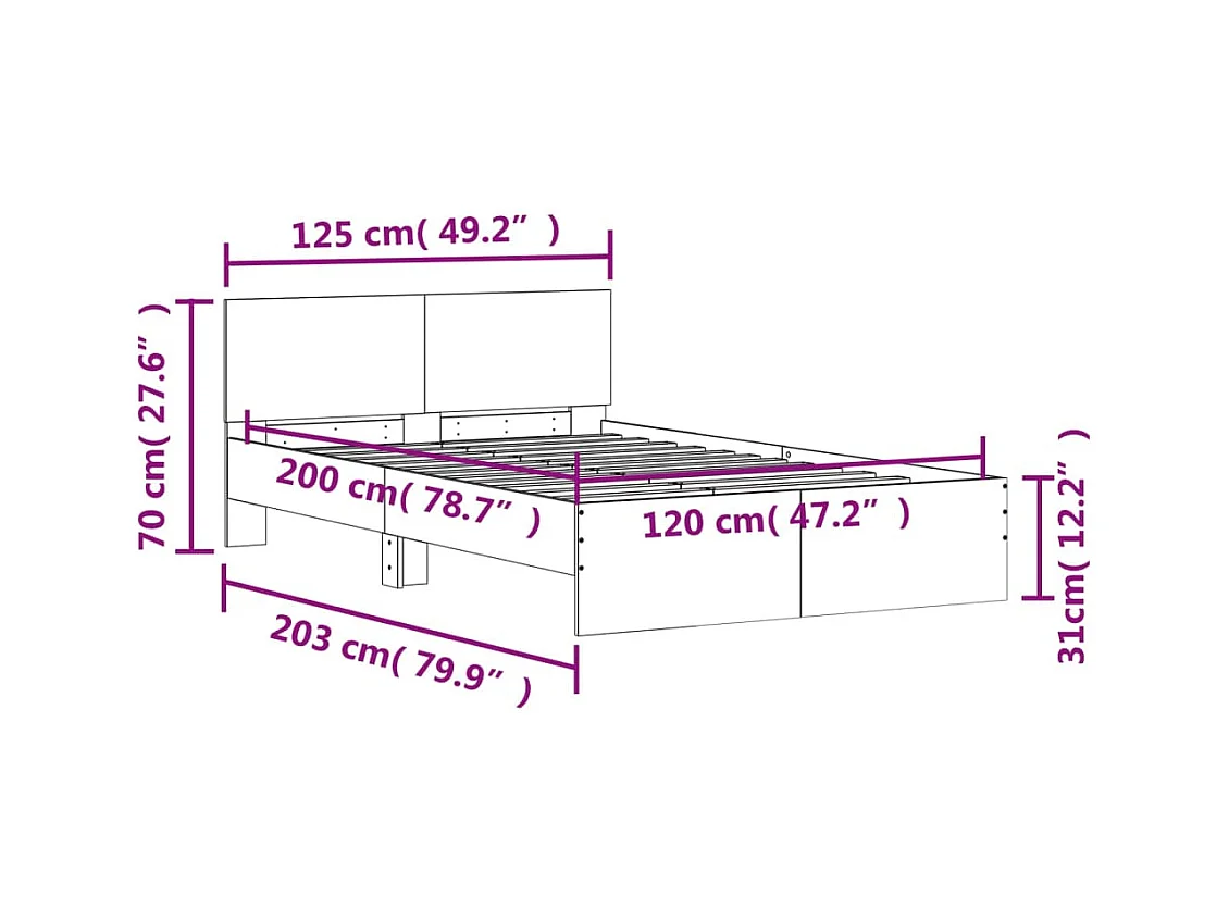 Bedframe zonder matras gerookt eiken 120x200 cm