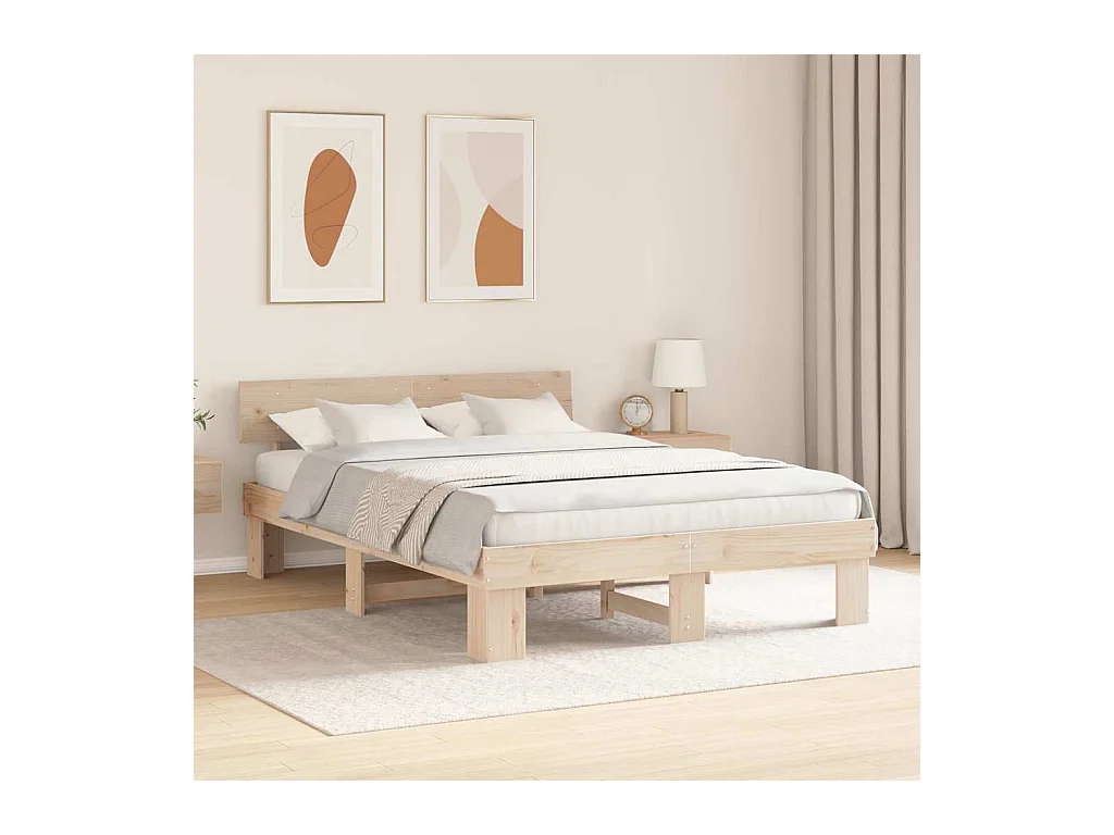 Cadre de lit Marron 160 x 200 cm Bois massif en pin