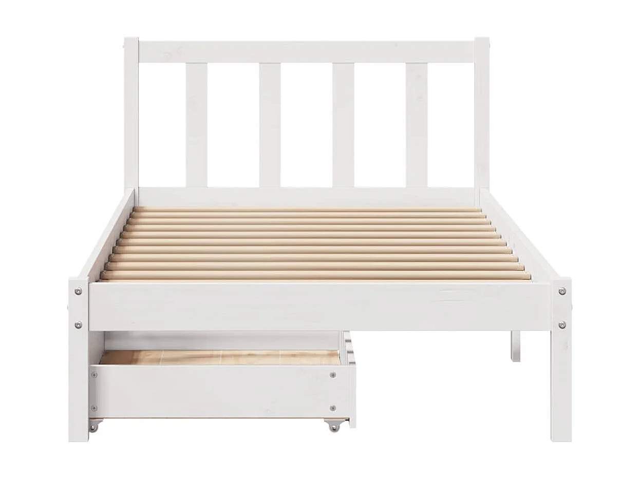 Struttura letto senza materasso bianco 90x190 cm in legno massello di pino