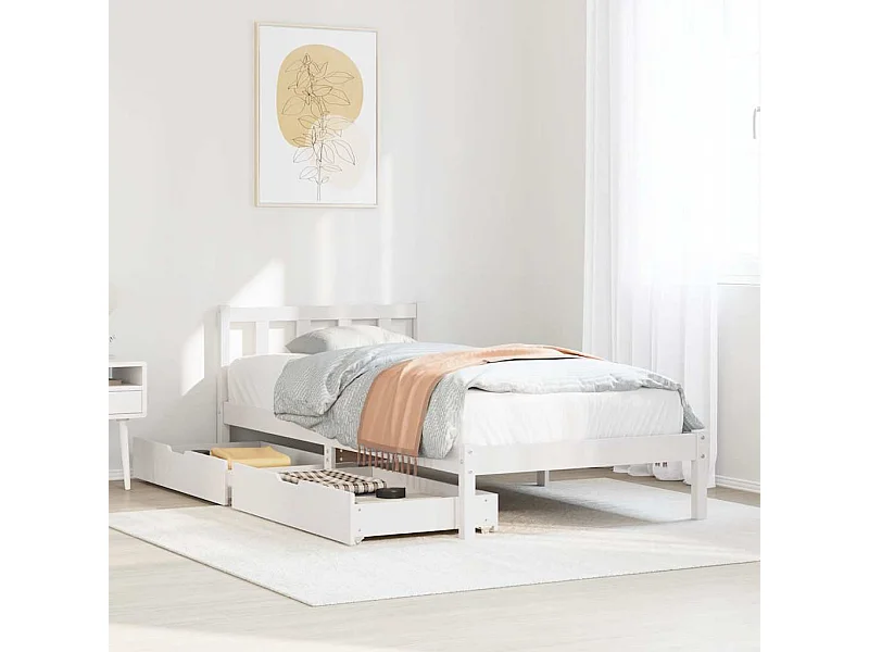 Struttura letto senza materasso bianco 90x190 cm in legno massello di pino