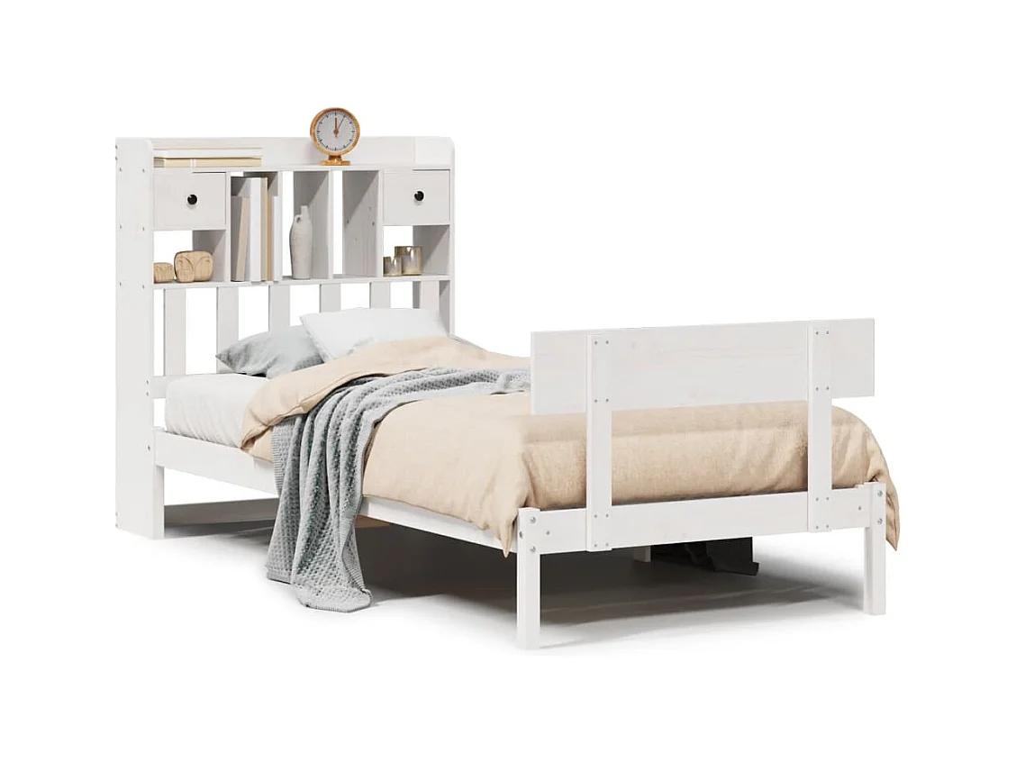 Wit boekenkastbed zonder matras 90x200cm massief grenenhout