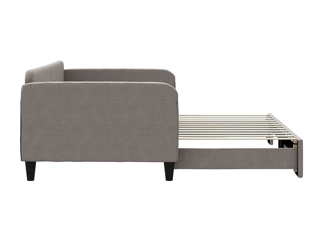 Lit de jour avec lit gigogne taupe 100x200 cm tissu