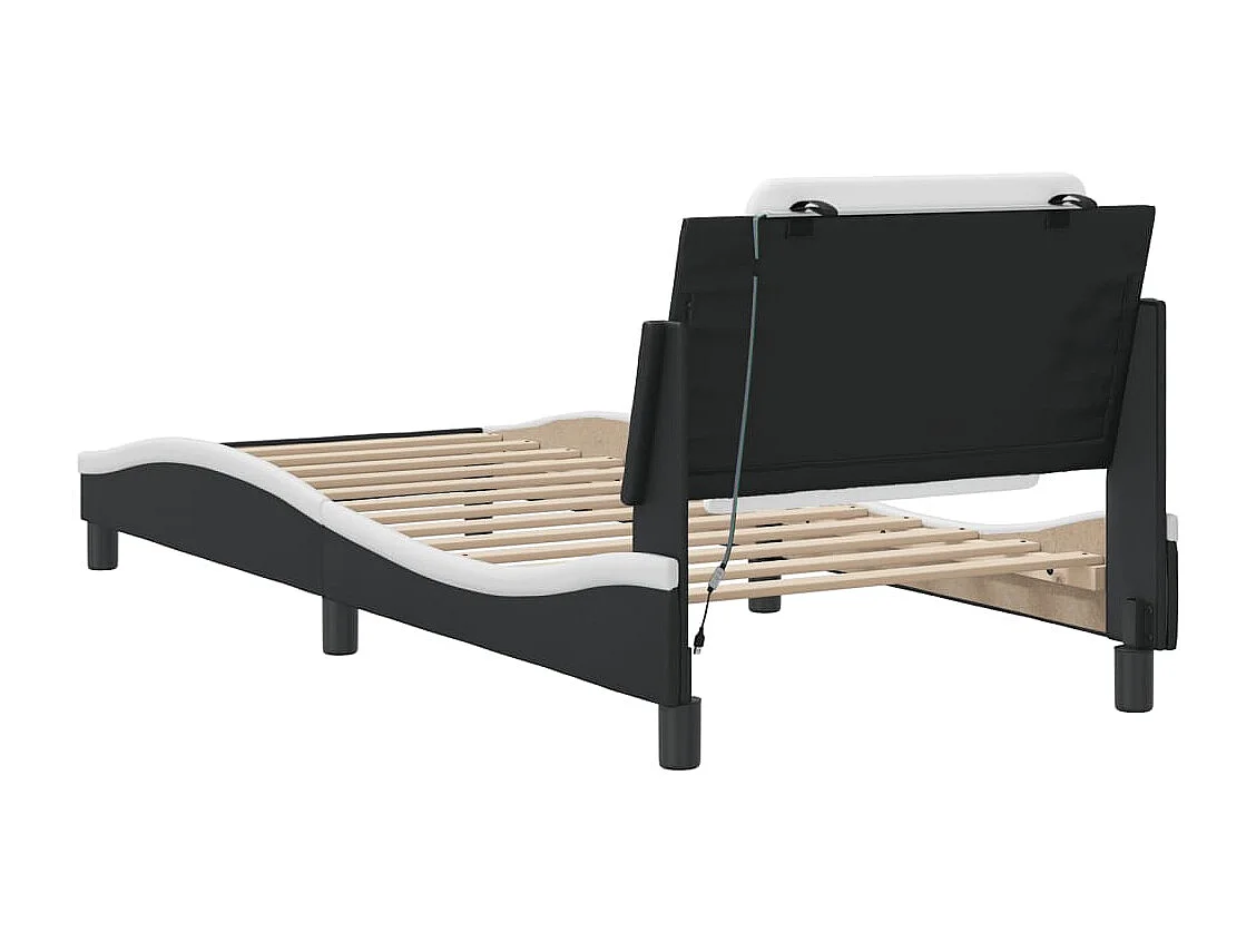 Struttura letto con LED senza materasso nero e bianco 90x190 cm