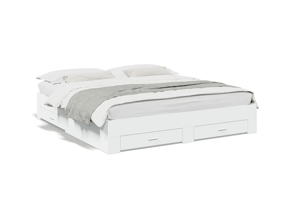 Struttura letto con cassetti senza materasso bianco 200x200 cm