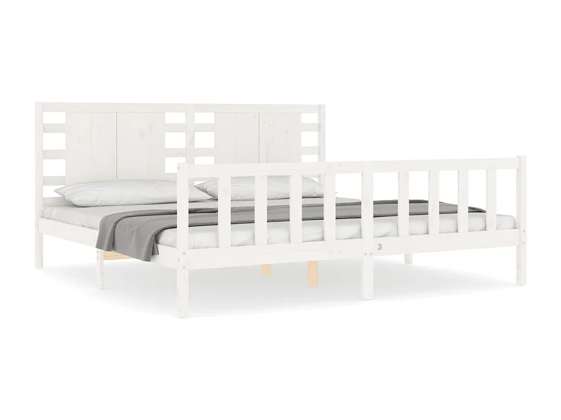 Bedframe zonder matras wit 200x200 cm massief grenenhout