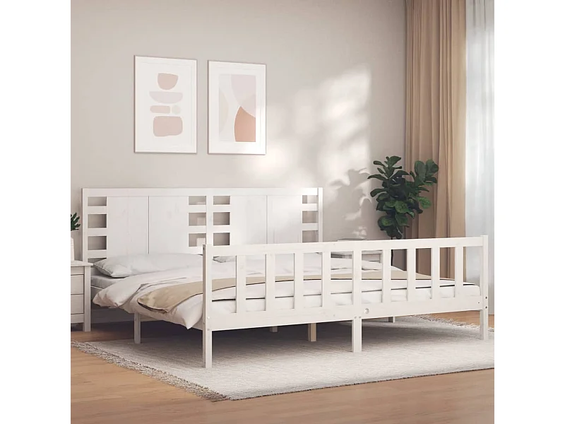 Bedframe zonder matras wit 200x200 cm massief grenenhout