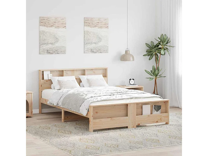 Bruin bedframe 160 x 200 cm massief grenenhout