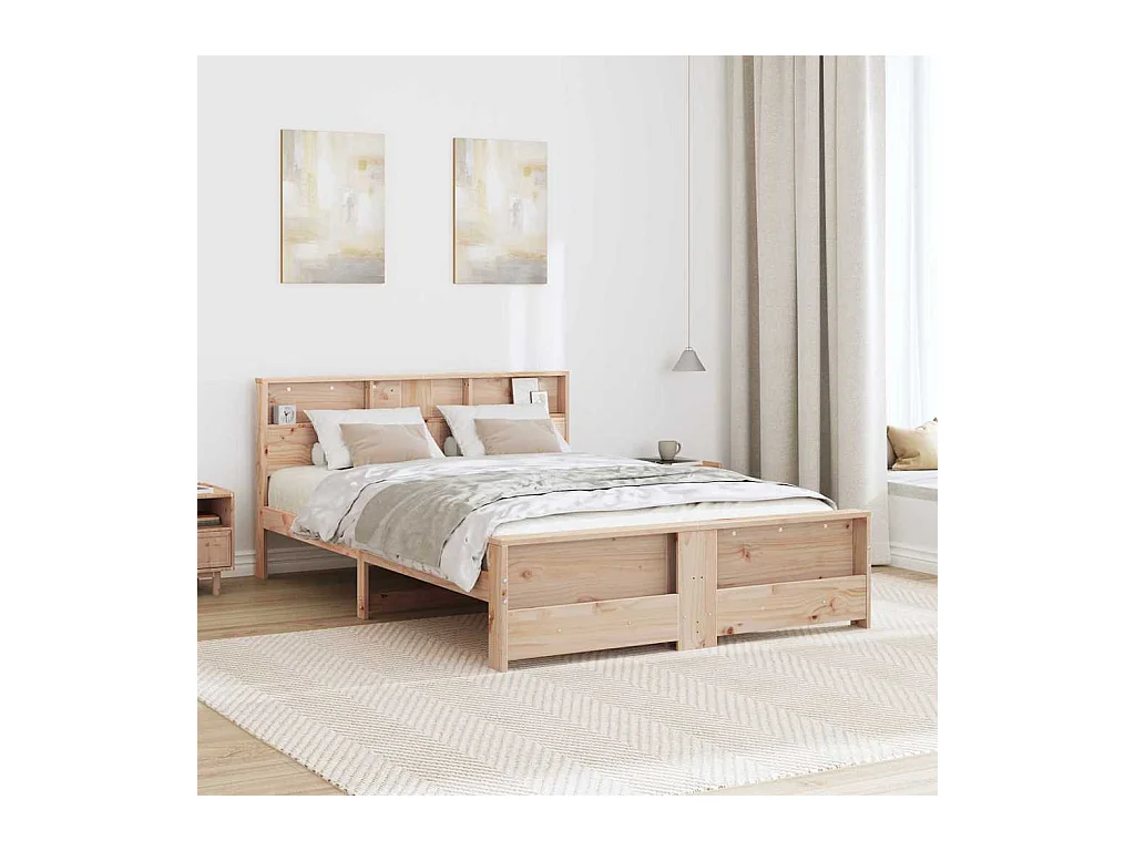Bruin bedframe 160 x 200 cm massief grenenhout
