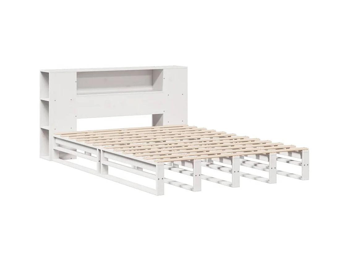 Wit boekenkastbed zonder matras 120x190 cm massief hout