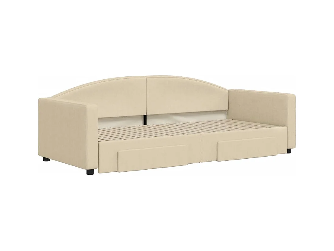 Tagesbett mit Ausziehbett und Schubladen ohne cremefarbene Matratze 90x200cm