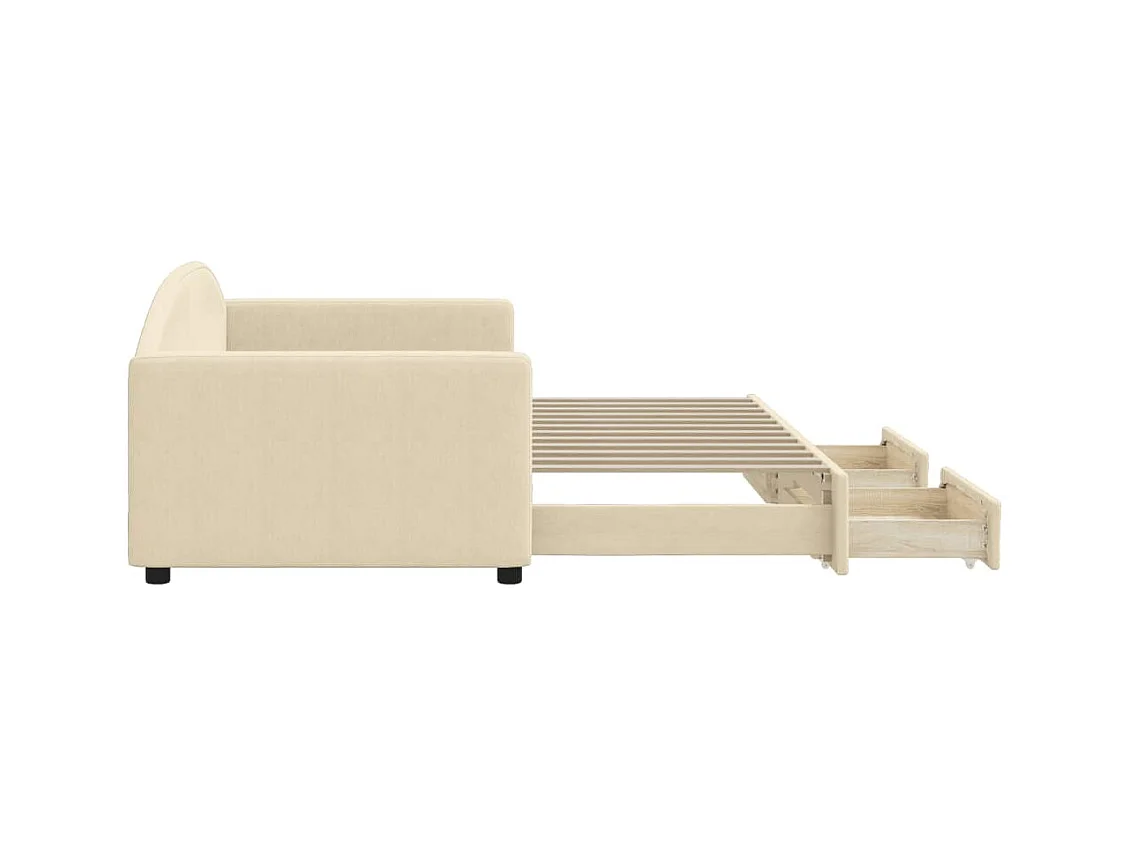Tagesbett mit Ausziehbett und Schubladen ohne cremefarbene Matratze 90x200cm